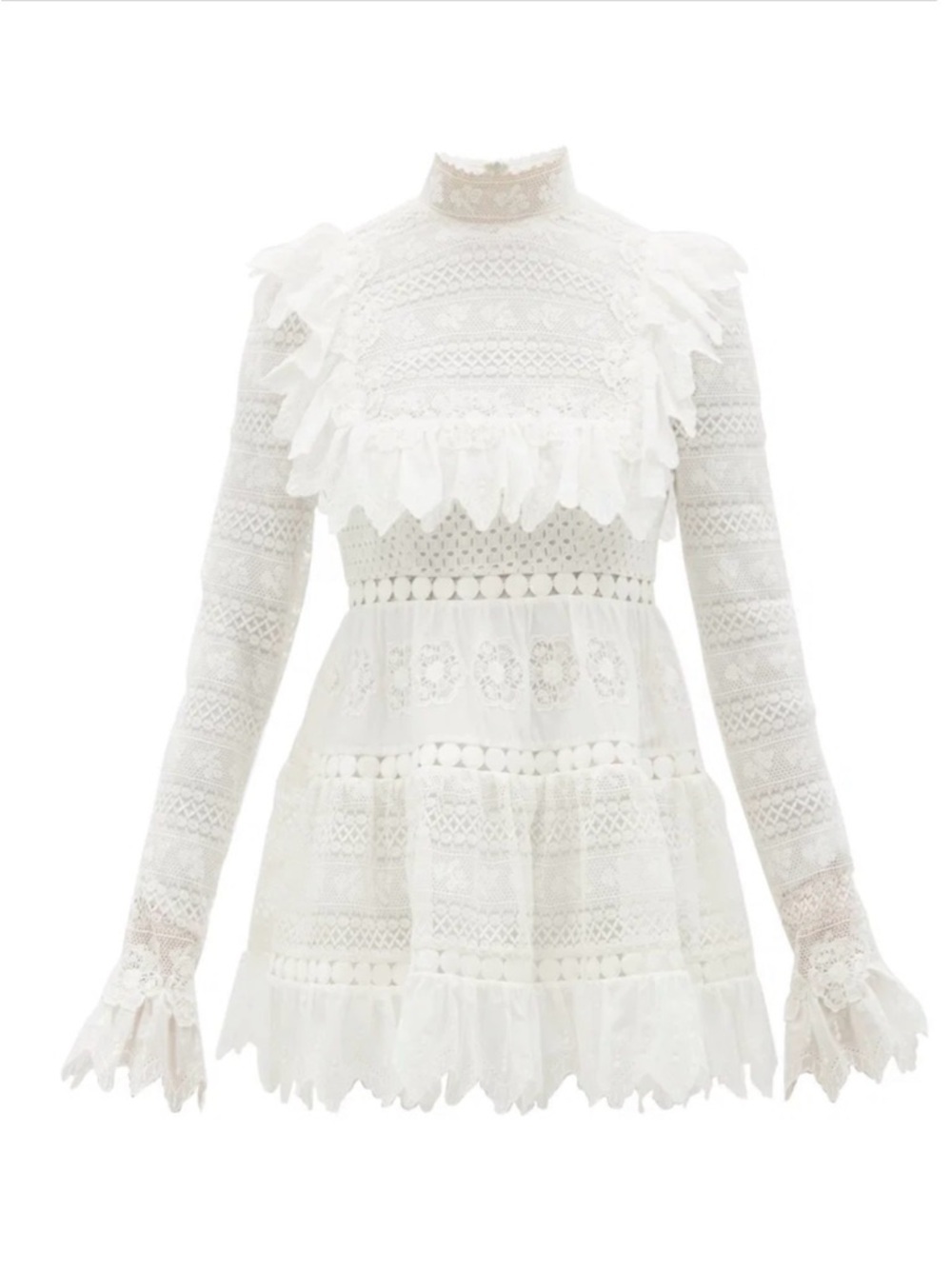 Zimmermann Prima Ruffled Lace Turtleneck Blouse Top Size 0 / US 4